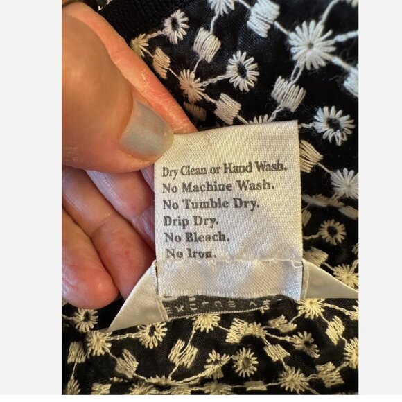 PS MISOOK BLACK+WHITE LIGHTWEIGHT embroidered eyelet JACKET acrylic 3/4 sleeves - Picture 4 of 12